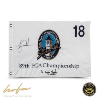 TIGER WOODS 2007 PGA CHAMPIONSHIP PIN FLAG INSCRIBED '9X VARDON TROPHY' -L500