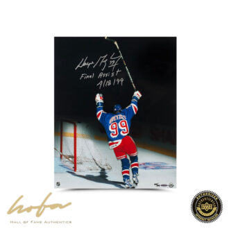 WAYNE GRETZKY FINAL ASSIST 16X20 INSCRIBED "FINAL ASSIST 4/18/99" -L99