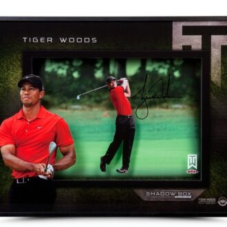 TIGER WOODS APPROACH SHADOW BOX 16x20 - FRAMED