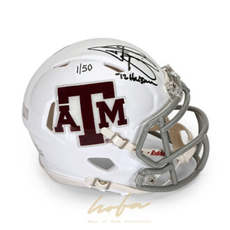 JOHNNY MANZIEL AUTOGRAPHED A&M WHITE SPEED MINI HELMET WITH 12 HEISMAN" INSCRIPTION ~LIMITED EDITION 50~"
