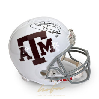 JOHNNY MANZIEL AUTOGRAPHED A&M WHITE REPLICA HELMET WITH 12 HEISMAN" INSCRIPTION ~LIMITED EDITION 50~"