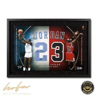 MICHAEL JORDAN UNC/BULLS CHAMPION SHOT JERSEY NUMBERS 23 - FRAMED