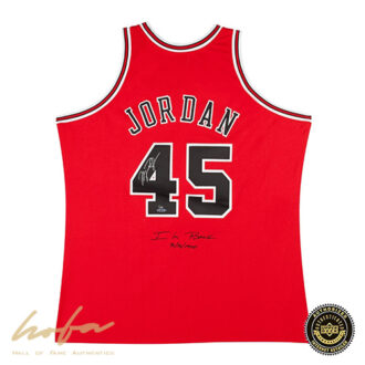 MICHAEL JORDAN 1995 CHICAGO BULLS #45 "I'M BACK 3/8/1995" MITCHELL & NESS RED JERSEY -L145