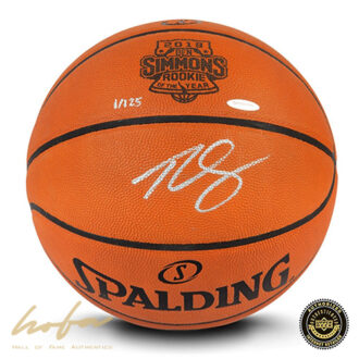 BEN SIMMONS AUTOGRAPHED & STAMPED 'ROOKIE OF THE YEAR' AUTHENTIC NBA SPALDING BASKETBALL -L125