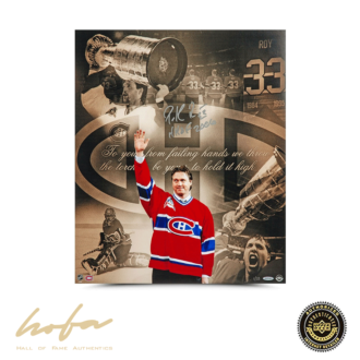 PATRICK ROY "RETIREMENT NIGHT" INSCRIBED 'HOF 2006'   20X24  -L33