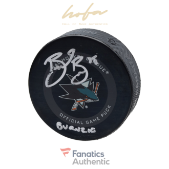 Brent Burns San Jose Sharks Autographed 2019 Model Official Game Puck with Burnzie Inscription
