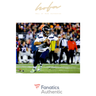 Russell Wilson Seattle Seahawks Autographed 16 x 20 White Jersey Run Photograph
