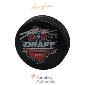 Sean Monahan Calgary Flames Autographed 2013 NHL Draft Logo Hockey Puck