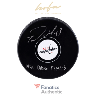 Tom Wilson Washington Capitals Autographed Hockey Puck with NHL Debut 5/10/13 Inscription