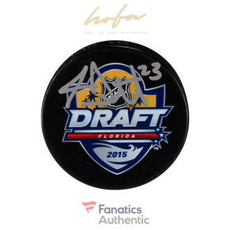 Travis Dermott Toronto Maple Leafs Autographed 2015 NHL Draft Logo Hockey Puck