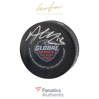 Alex DeBrincat Chicago Blackhawks Autographed 2019 NHL Global Series Official Game Puck
