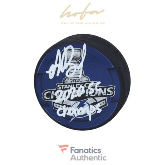 Andrei Vasilevskiy Tampa Bay Lightning Autographed 2020 Stanley Cup Champions 2020 Stanley Cup Champions Logo Hockey Puck with "2020 SC Champs" Inscription