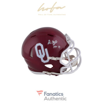 Baker Mayfield Oklahoma Sooners Autographed Riddell Speed Mini Helmet with ''HT 17'' Inscription