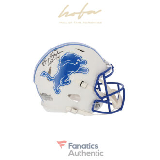 Barry Sanders Detroit Lions Autographed Riddell Flat White Alternate Revolution Speed Authentic Helmet with "HOF 04" Inscription