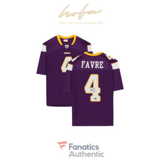 Brett Favre Minnesota Vikings Autographed Purple Mitchell & Ness Replica Jersey with "HOF 16" Inscription