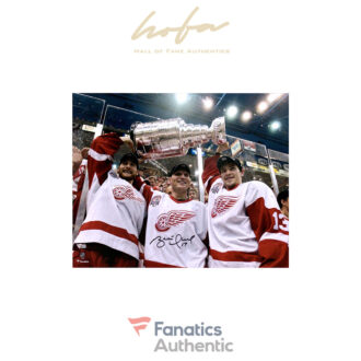 Brett Hull Detroit Red Wings Autographed 16" x 20" Raising Cup Photograph