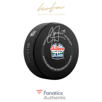 Carter Hart Philadelphia Flyers Autographed 2021 NHL Outdoor Games at Lake Tahoe Official Game Puck