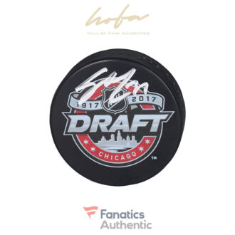 Casey Mittelstadt Buffalo Sabres Autographed 2017 NHL Draft Logo Hockey Puck