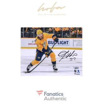 Dante Fabbro Nashville Predators Autographed 8" x 10" Gold Jersey Shooting Photograph