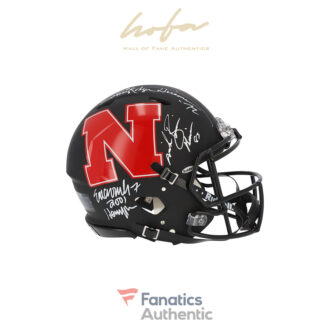 Eric Crouch, Mike Rozier and Johnny Rodgers Nebraska Huskers Autographed Riddell AMP Alternate Speed Authentic Helmet with Heisman Inscriptions