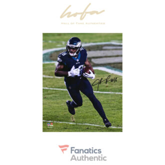 Jalen Reagor Philadelphia Eagles Autographed 8" x 10" Black Jersey Running Photograph