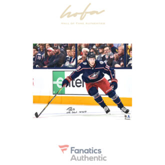 Pierre-Luc Dubois Columbus Blue Jackets Autographed 16" x 20" NHL Debut Photograph with "NHL Debut 10/6/17" Inscription