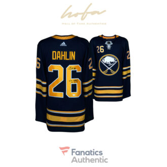 Rasmus Dahlin Buffalo Sabres Autographed Blue Adidas Authentic Jersey with "NHL Debut 10/4/18" Inscription