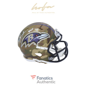 Ray Lewis Baltimore Ravens Autographed Riddell CAMO Alternate Speed Mini Helmet with "HOF 18" Inscription