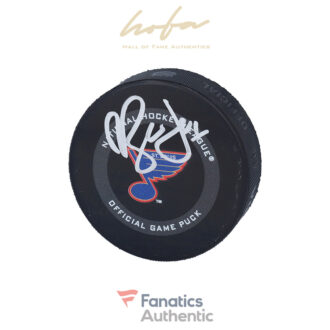 Robert Bortuzzo St. Louis Blues Autographed 2019 Model 1990s Throwback Logo Official Game Puck