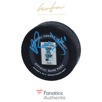 Robert Bortuzzo St. Louis Blues Autographed October 2, 2019 Stanley Cup Championship Banner Raising Official Game Puck