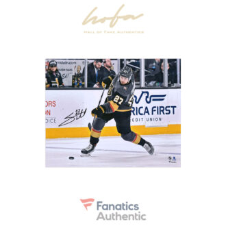 Shea Theodore Vegas Golden Knights Autographed 16" x 20" Black Jersey Shooting Photograph