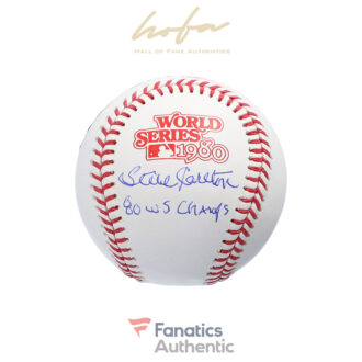 Steve Carlton Philadelphia Phillies Autographed 1980 World Series Logo Baseball with "80 WS Champs" Inscription