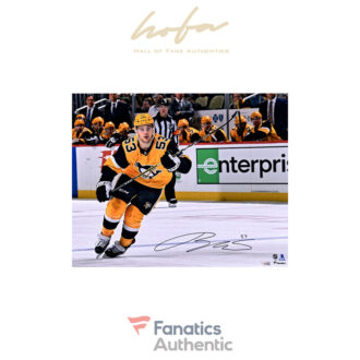 Teddy Blueger Pittsburgh Penguins Autographed 16" x 20" Gold Jersey Skating Photograph