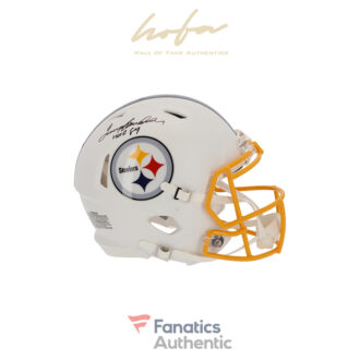 Terry Bradshaw Pittsburgh Steelers Autographed Riddell Flat White Alternate Speed Authentic Helmet with "HOF 89" Inscription