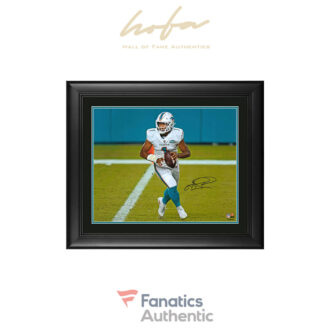 Tua Tagovailoa Miami Dolphins Framed Autographed 16" x 20" White Jersey Rolling Out Photograph