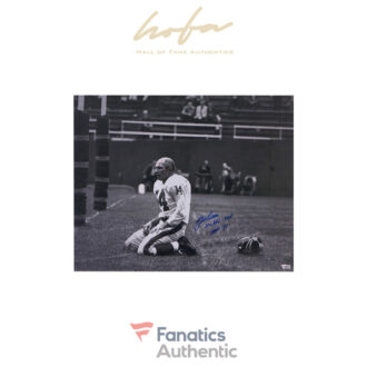 Y.A. Tittle New York Giants Autographed 16" x 20" Agony of Defeat Blood Metallic Photograph with Multiple Career Inscriptions - Blue Ink