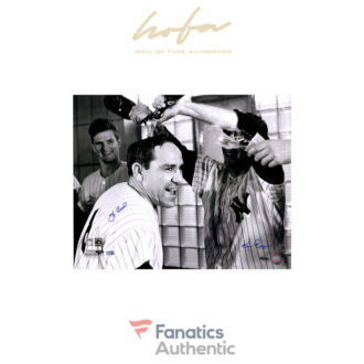 Yogi Berra New York Yankees Autographed 16" x 20" Champagne Celebration Photograph with Photographer Ken Regan Signature