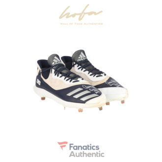 Aaron Judge New York Yankees Autographed Game-Used Navy and White Adidas Cleats from the 2019 MLB Season with "GAME USED 2019 " Inscription