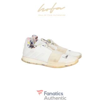 Aaron Judge New York Yankees Autographed Player-Worn White adidas Turf Shoes from the 2019 MLB Season with "PLAYER WORN 2019" Inscription