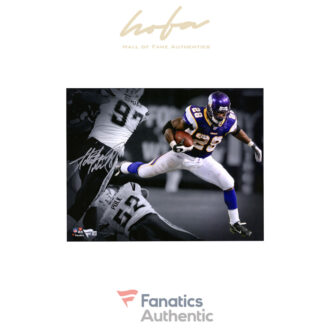 Adrian Peterson Minnesota Vikings Autographed 11' x 14'' Spotlight Leap Photograph