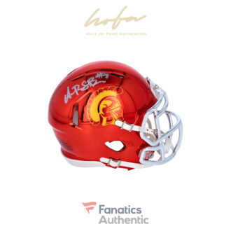 Amon-Ra St. Brown USC Trojans Autographed Riddell Chrome Alternate Speed Mini Helmet