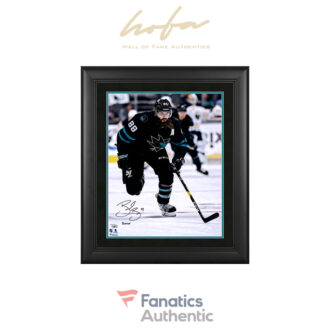 Brent Burns San Jose Sharks Framed Autographed 16" x 20" Black Jersey Skating Photograph with "Burnzie" Inscription