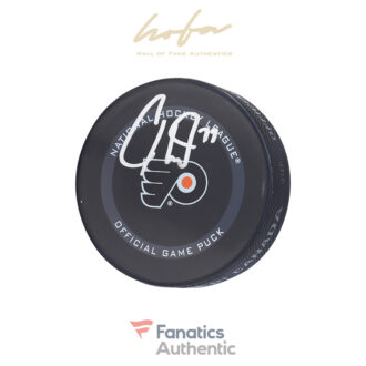 Carter Hart Philadelphia Flyers Autographed 2021 Model Official Game Puck