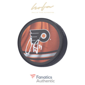Carter Hart Philadelphia Flyers Autographed Reverse Retro Logo Hockey Puck