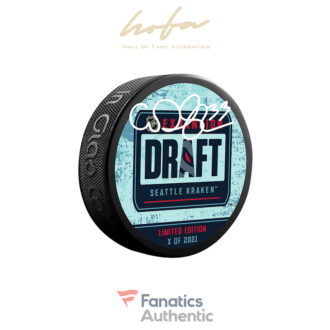 Chris Driedger Seattle Kraken Autographed Expansion Draft Logo Hockey Puck - Fanatics Exclusive