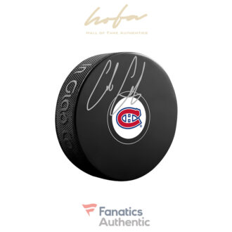 Cole Caufield Montreal Canadiens Autographed Logo Hockey Puck