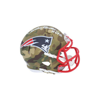 Curtis Martin New England Patriots Autographed Riddell Camo Alternate Speed Mini Helmet with "HOF 12" Inscription