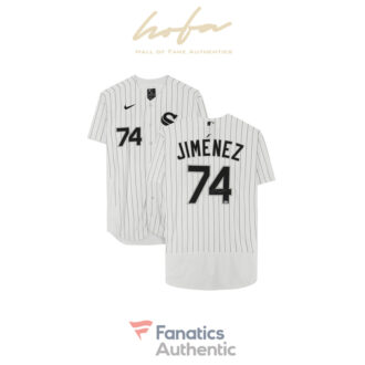 Eloy Jimenez Chicago White Sox Autographed White Pinstripe Nike Authentic Jersey
