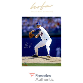 Nolan Ryan Texas Rangers Autographed 16'' x 20'' White Pitching with Ball in Hand Photograph