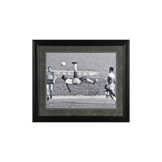 Pele Brazil National Team Framed Autographed 16" x 20" Bicycle Kick Photograph - Suede Matting
